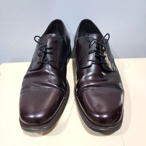 Johnston and Murphy Men's Brogue acap Toe Burgundy Leather Shoes